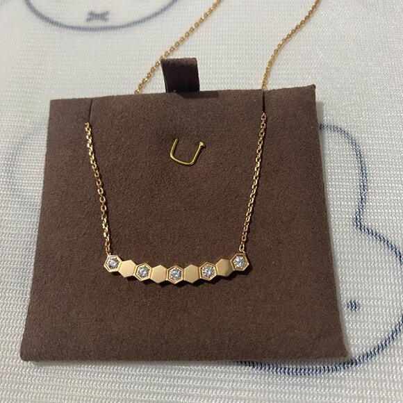 Chaumet Hexagonal Diamond-Set 18K Gold Necklace - Picture 2 of 9